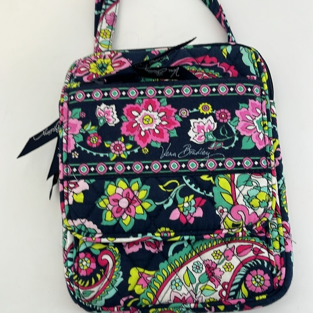 Vera Bradley Navy Blue & Pink Floral Crossbody Purse Wallet Organizer Bag - Picture 3 of 11